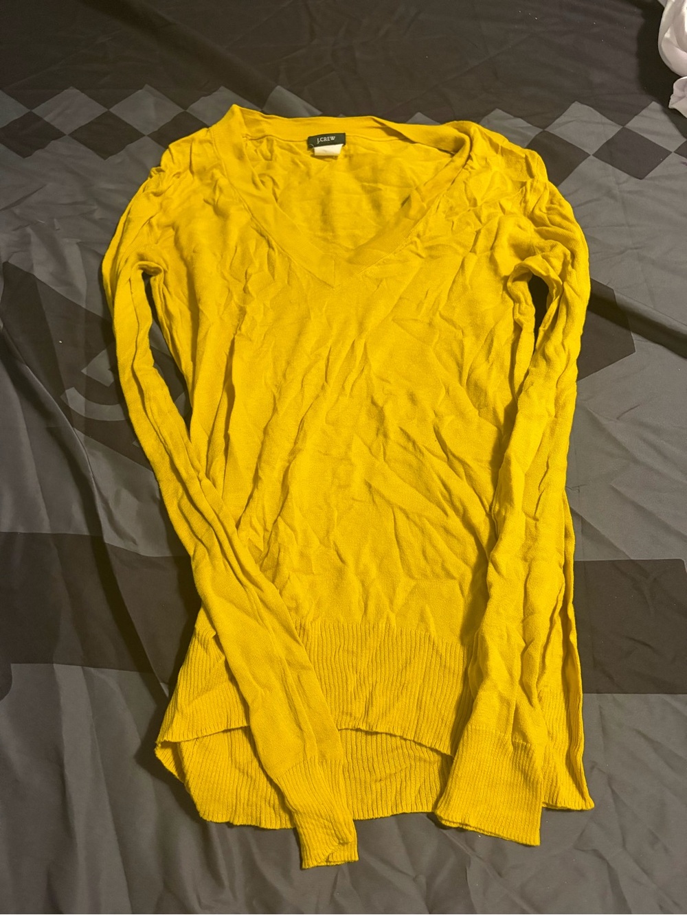 J. Crew Lightweight V-Neck Long Sleeve Sweater in Mustard Yellow